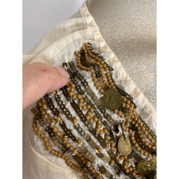 Old Navy Women Size Large Perfect Fit Top Cardigan Blouse Beaded Tie BOHO - Picture 4 of 10